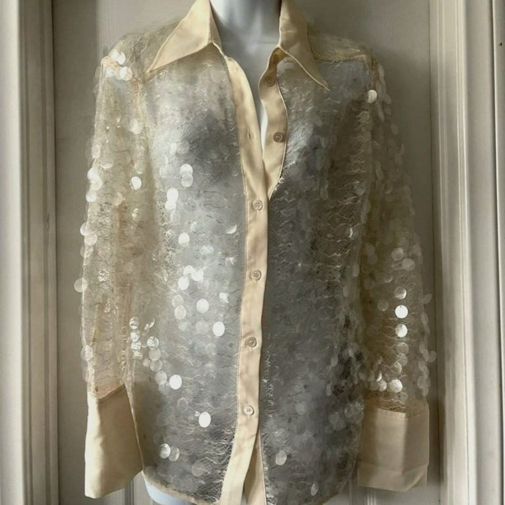ZARA sheer sequin blouse
